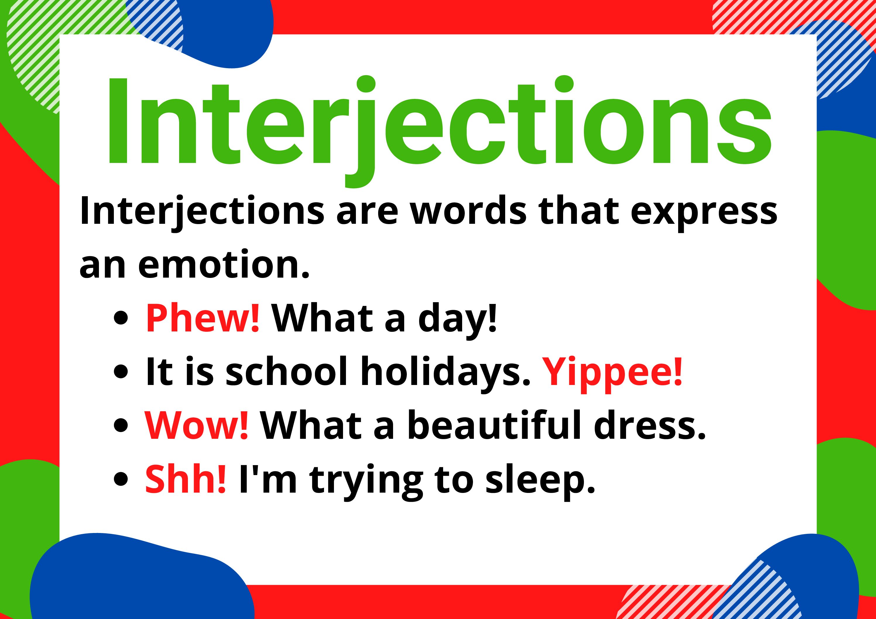 Conjunction Interjection Preposition Worksheet