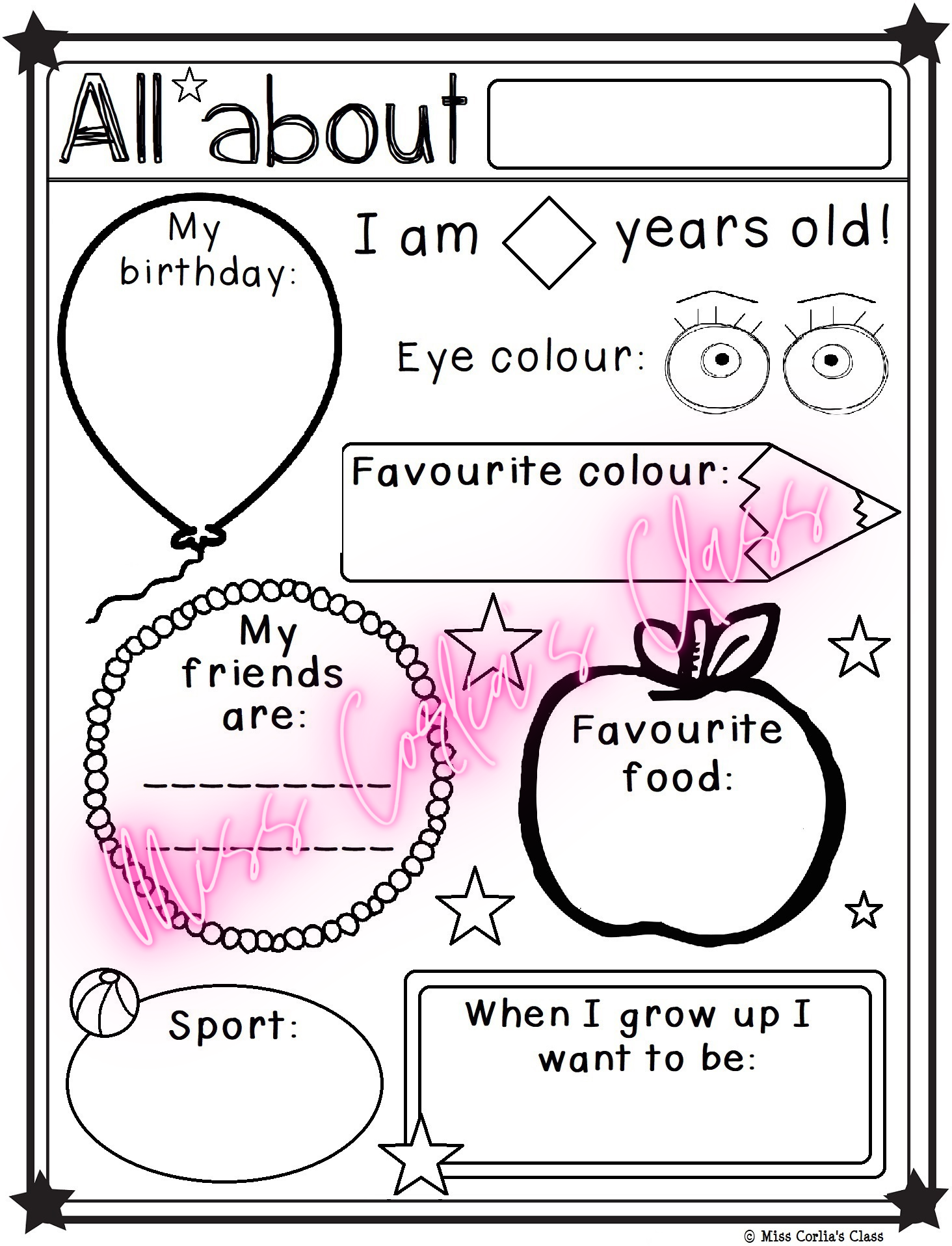 Free Printable All About Me Worksheet