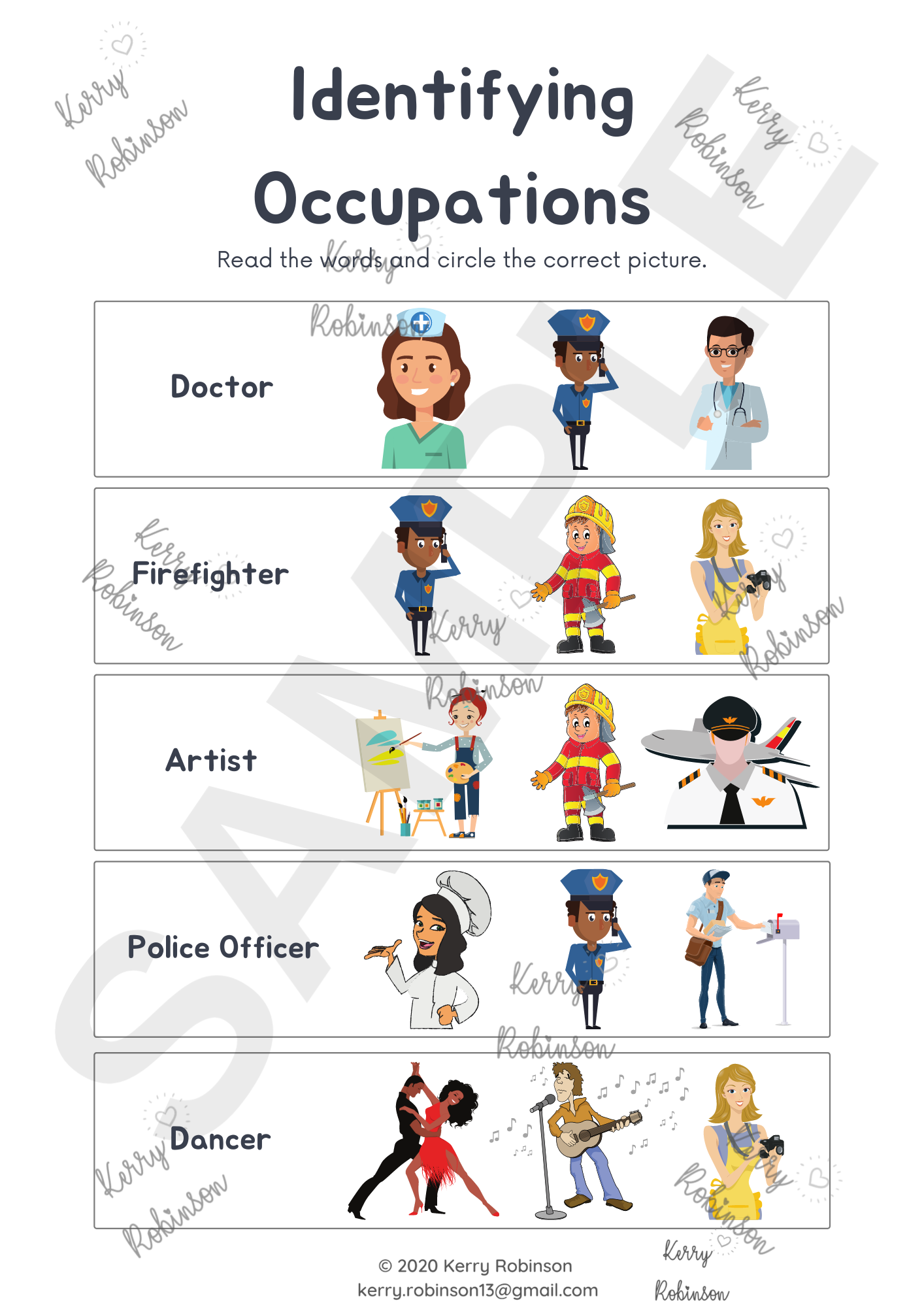 Nouns And Their Jobs Worksheets