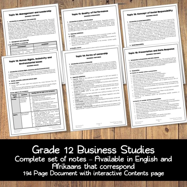 essays for business studies grade 12