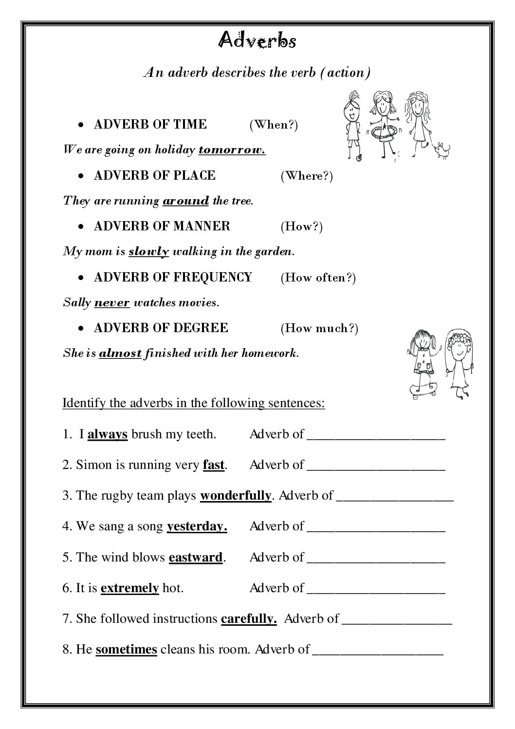 Adverbs Worksheet For 3rd Grade